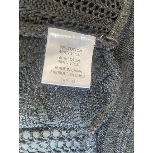gray open-knit crochet cardigan size l - Picture 6 of 6